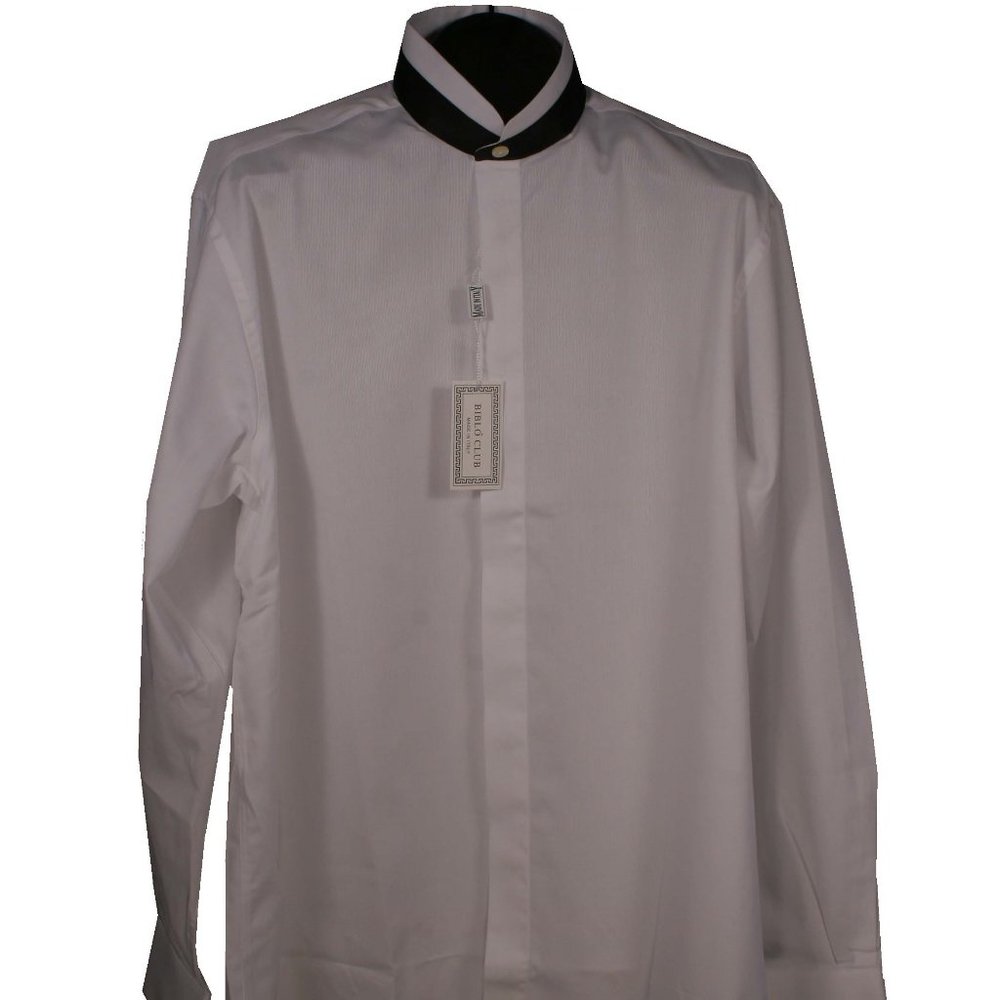 Men's Banded Collar Shirt 100% Cotton Made In Itay